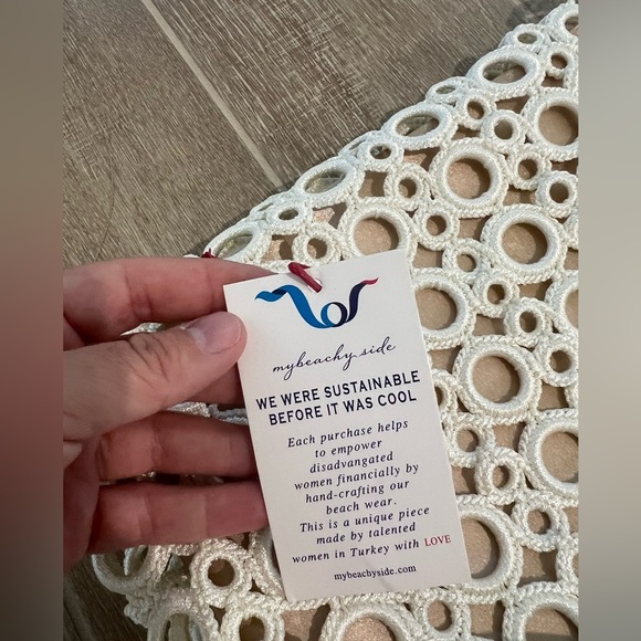 NWT My Beachy Side LARGE Crochet Embroidered Fringe shoulder bag Purse in Ivory - Picture 3 of 8